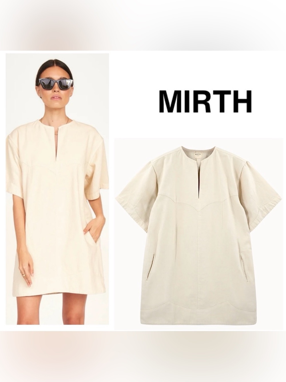 MIRTH NWT Women’s Dallas Cream 100% Cotton Canvas Dress